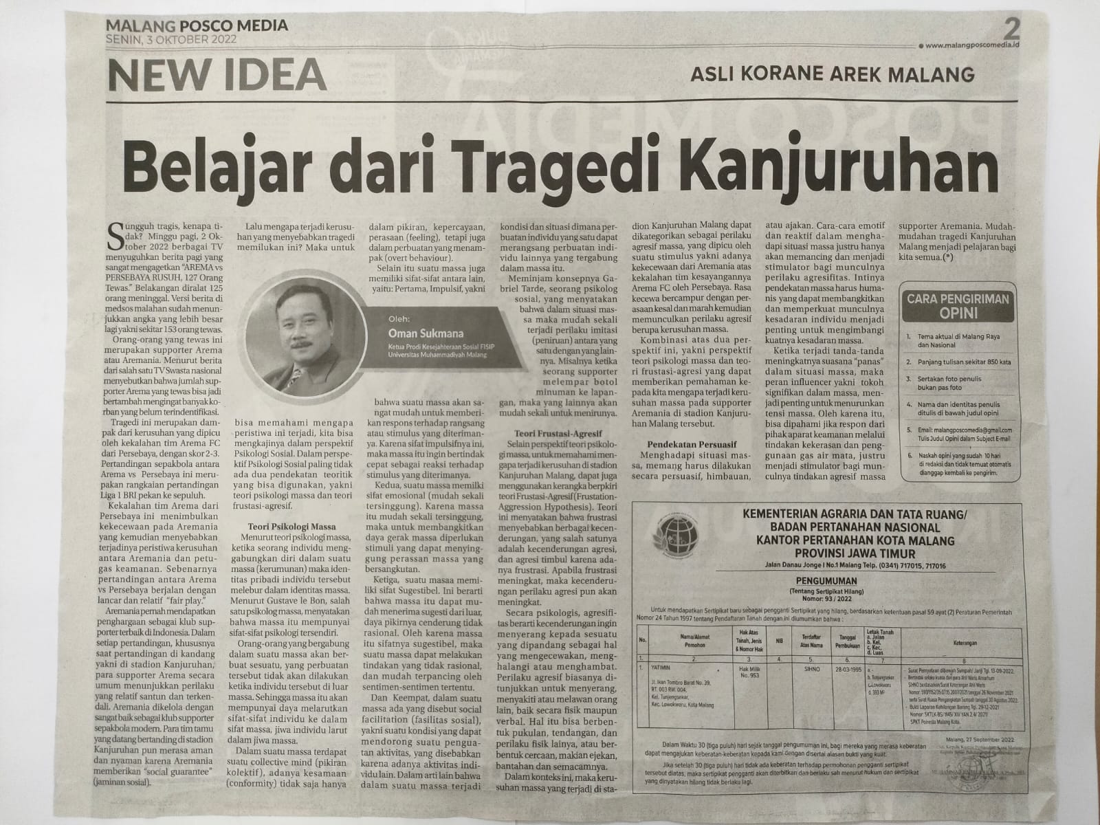 Belajar Dari Tragedi Kanjuruhan - Malang Posco Media - UMM Dalam Berita ...